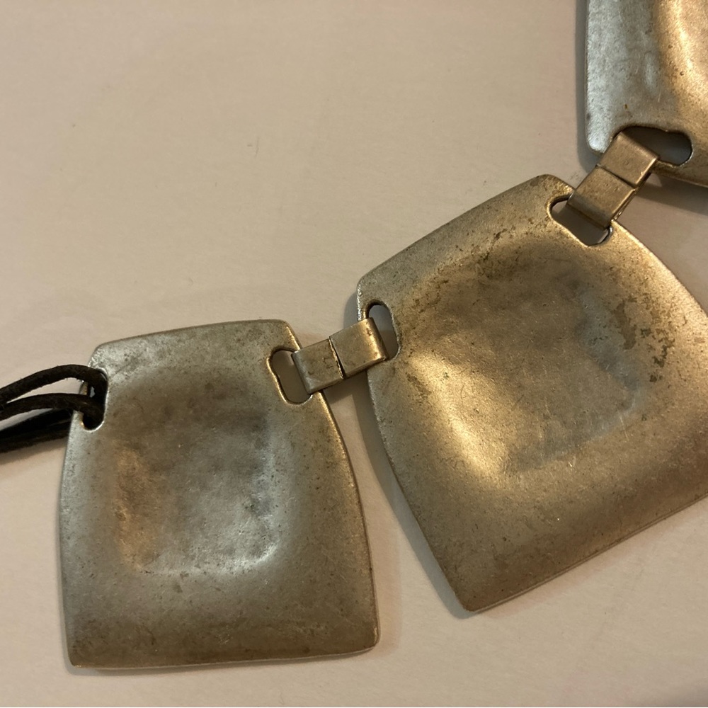 Silver Geometric Statement Necklace - image 2